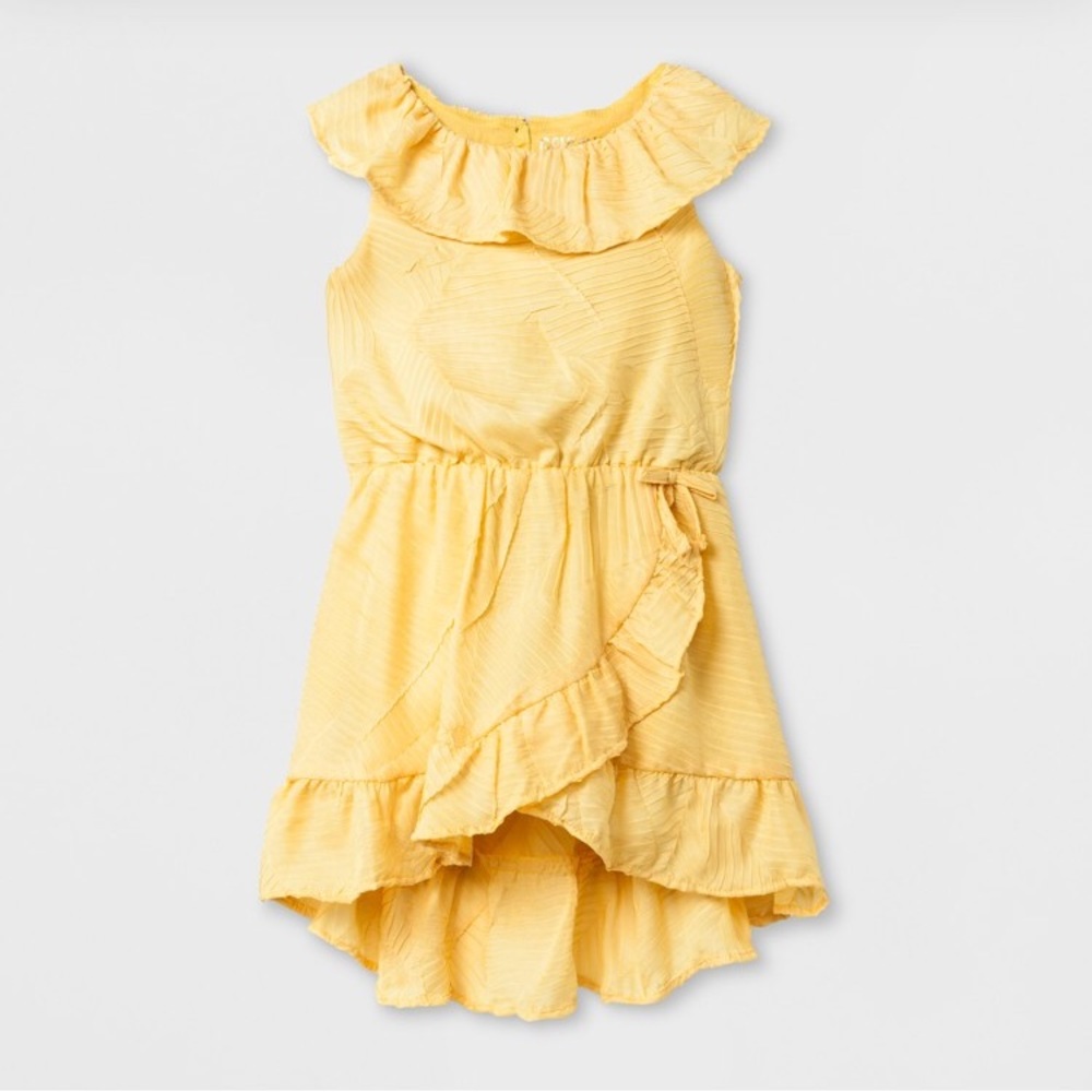 Toddlers Yellow Ruffle High Low Dress